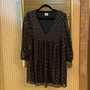 Aritzia Black & Gold Babydoll Dress